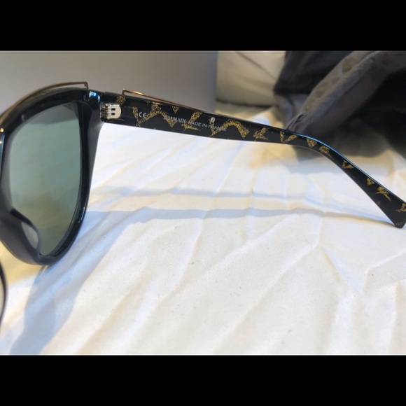 Balmain Black+Gold Glitter Cat Eye Sunglasses NEW